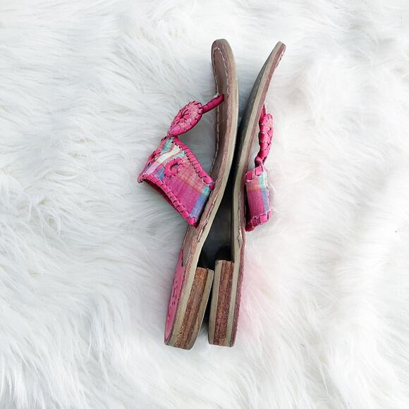 Jack Rogers Pink Madras Plaid Kyra Thong Sandal - Picture 5 of 8